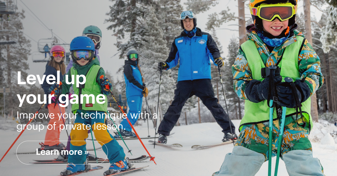 Instructor teaching children to ski at Sugar Bowl