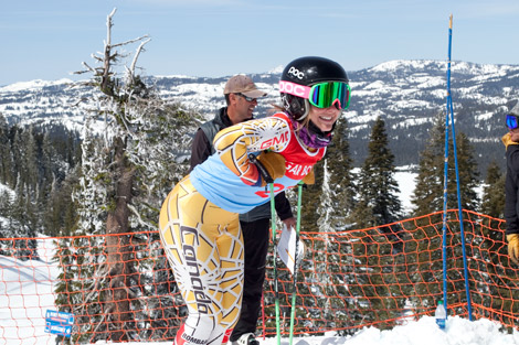 Sugar Bowl Ski Team racer getting ready to start a race.