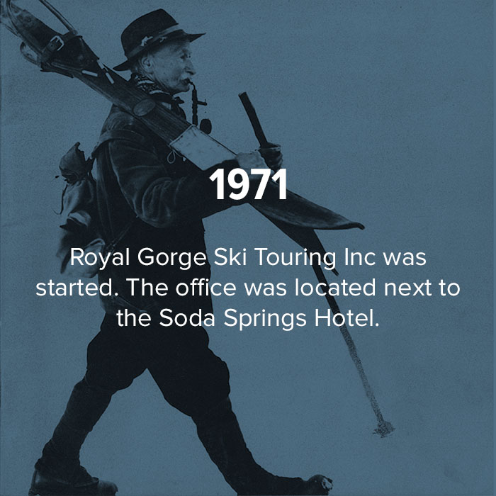1971 Royal Gorge Ski touring inc was started next to Soda Springs Hotel.