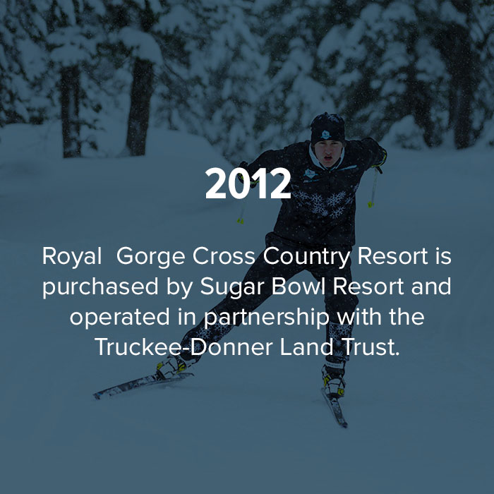 2012 Royal Gorge is purchase by Sugar Bowl resort and operated in partnership with the Truckee-Donner Land Trust.
