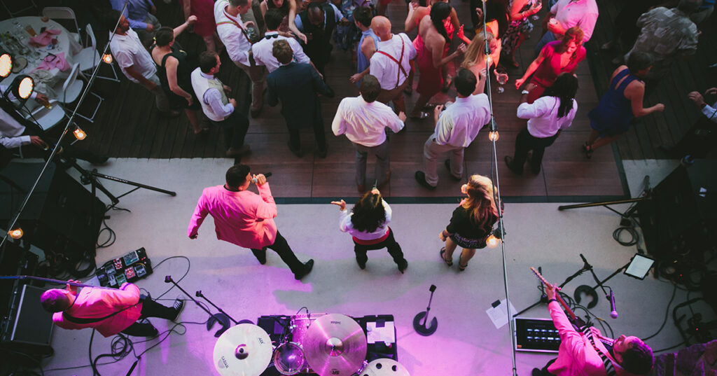 Outdoor band and dancing on the Village Lodge Deck