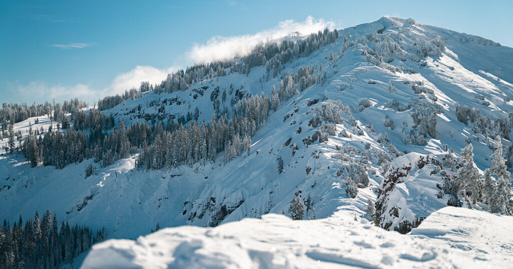 Snowy mountains on a sunny day