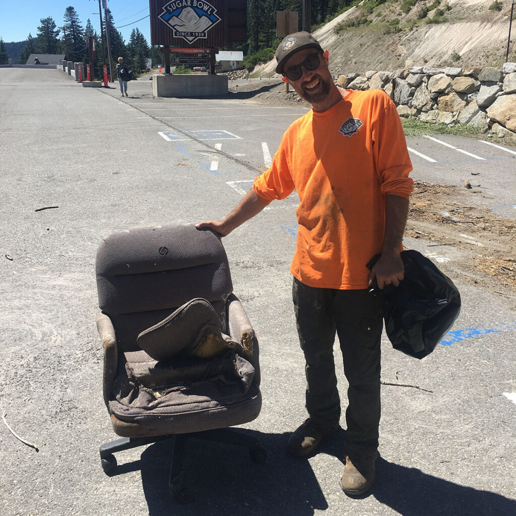 Cleaning up trash on Donner Summit