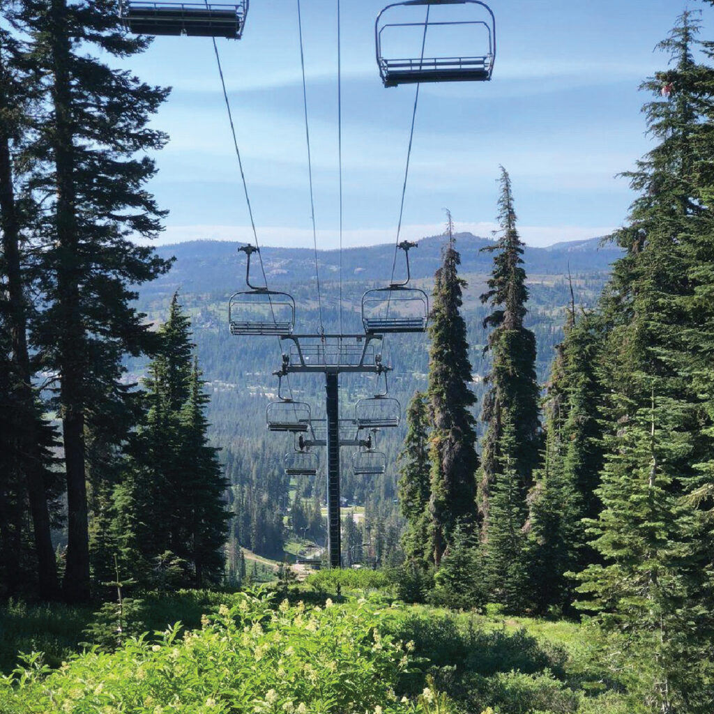 A summer view of looking down the lift line.