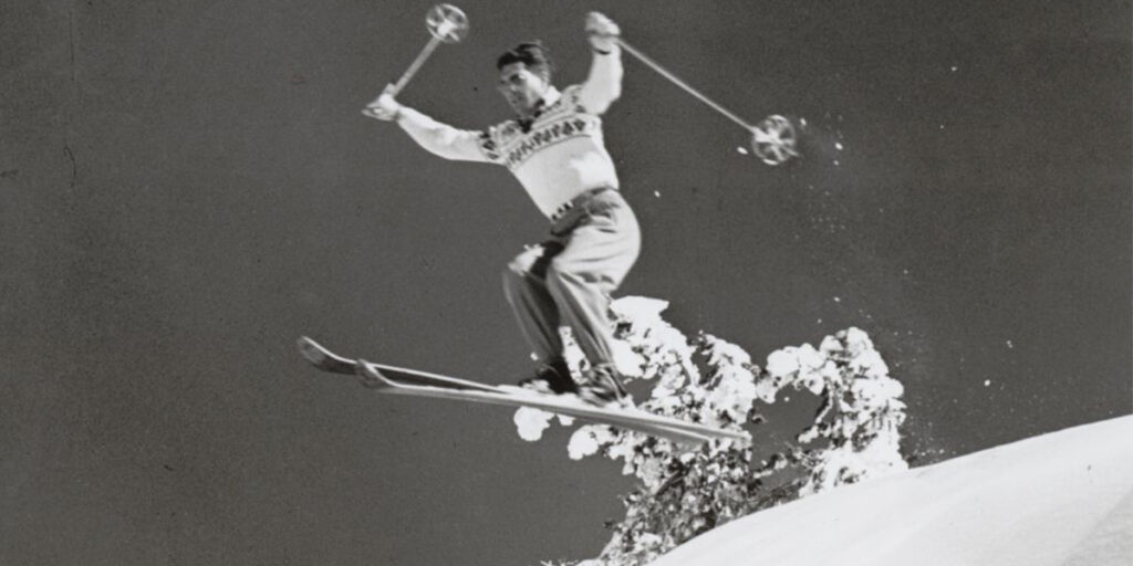Vintage photo of skier