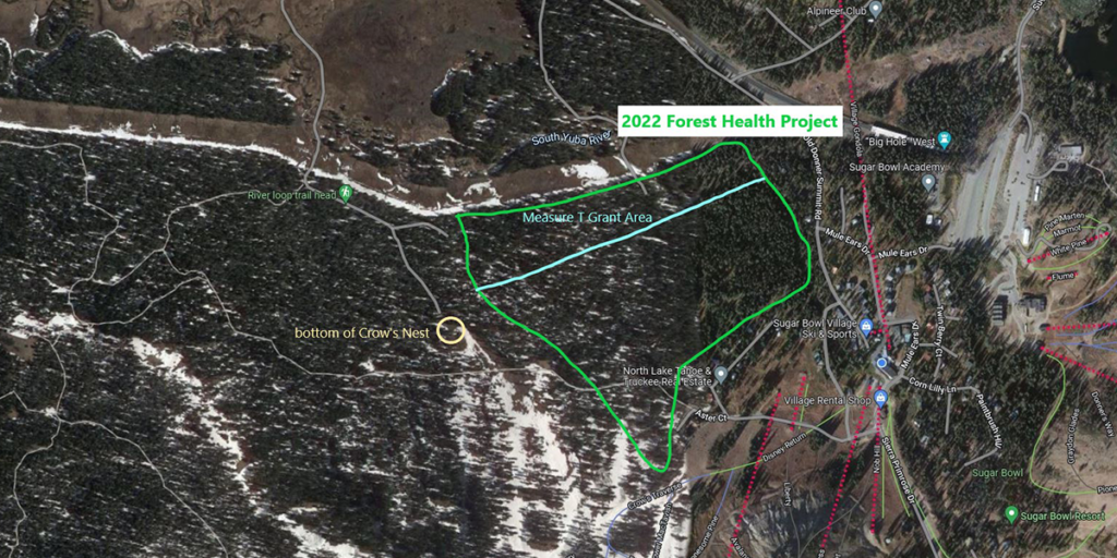map of 2022 forest health project at sugar bowl