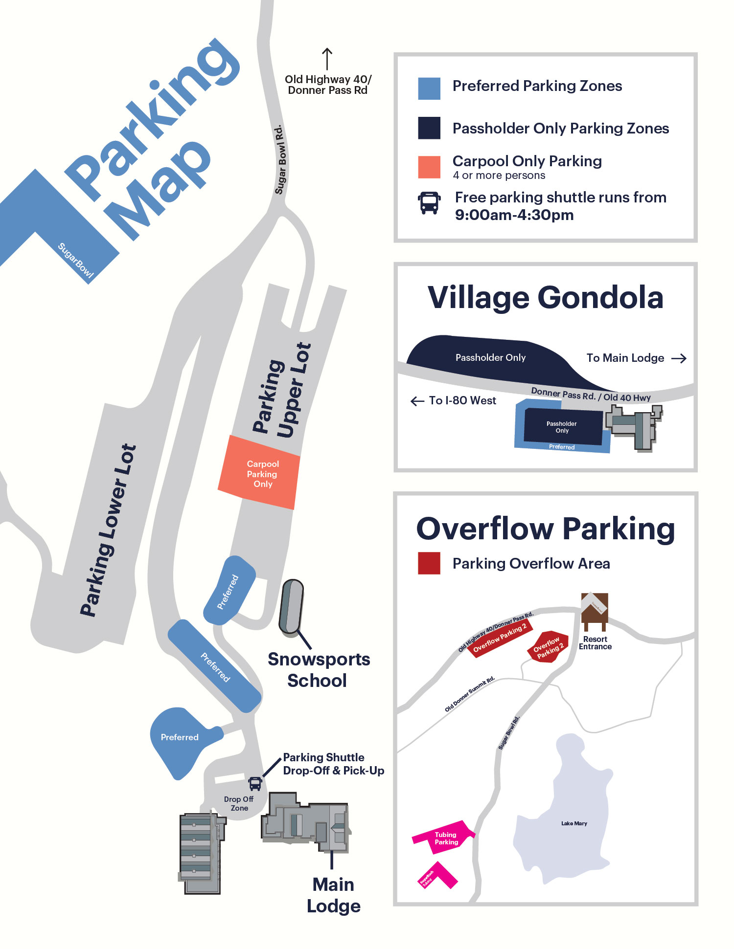 Parking Map for Sugar Bowl Resort