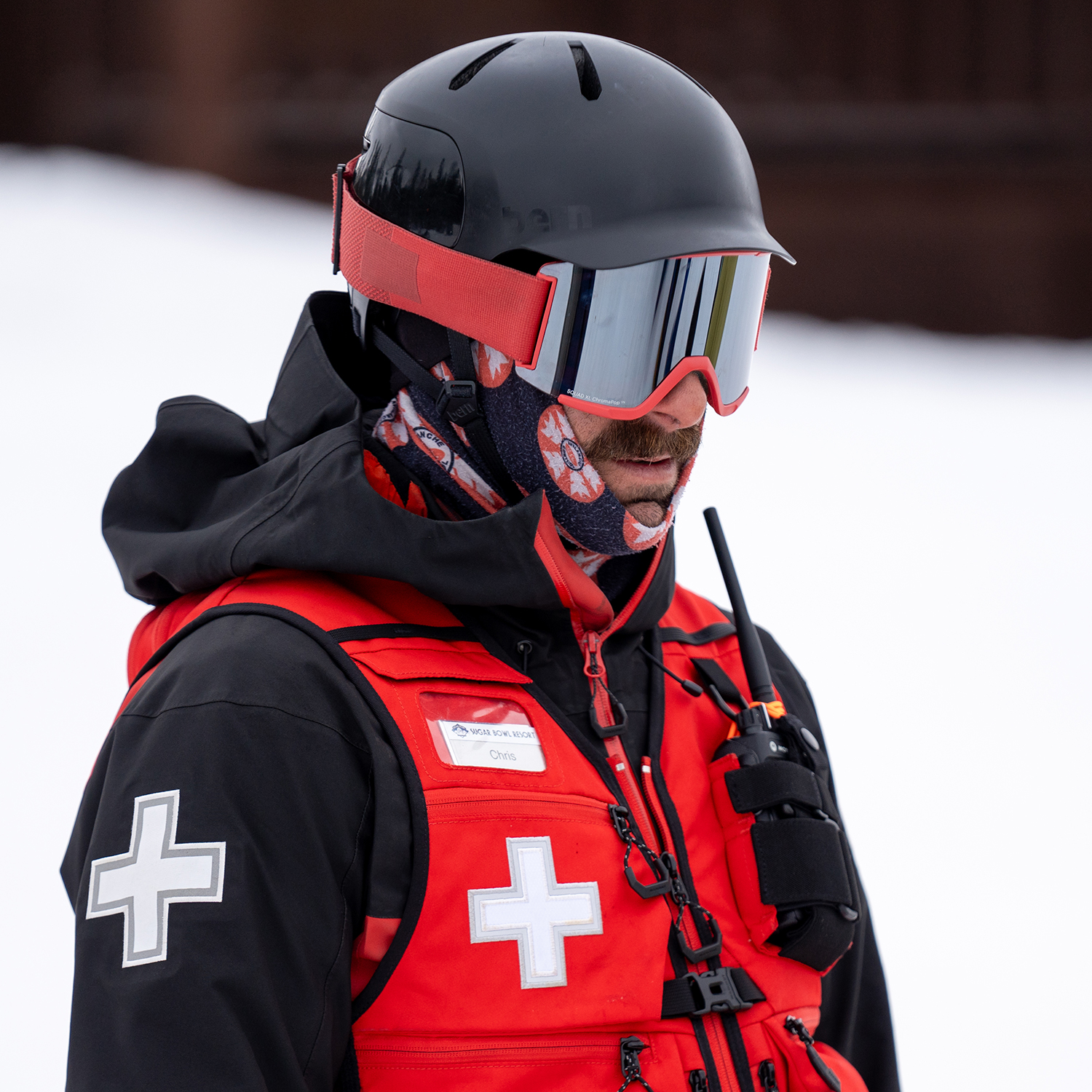 Ski patrol employee at sugar bowl